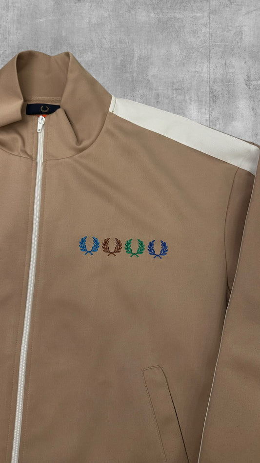 Fred Perry x BEAMS taped Trainingsjacke Backprint Hellbraun L