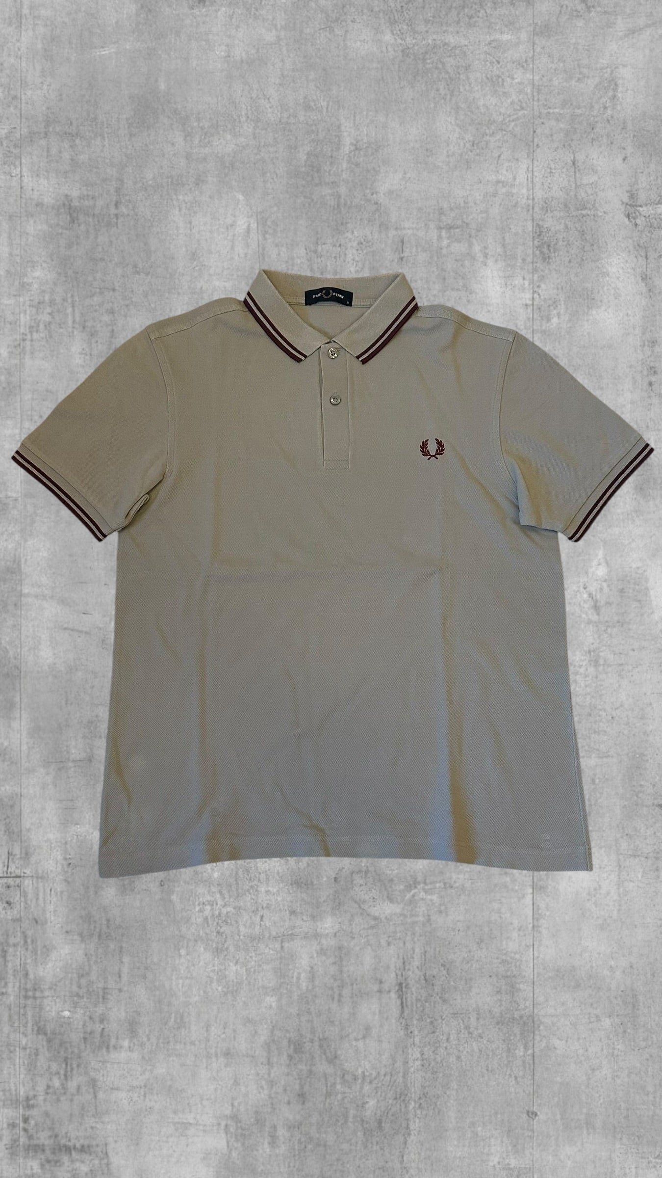 Fred Perry Polo Hemd Shirt Grau Beige M