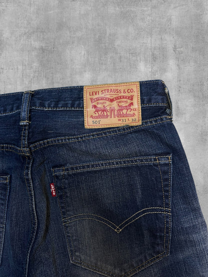 Levi's 501 Jeans Dunkelblau W31 L30 gekürzt