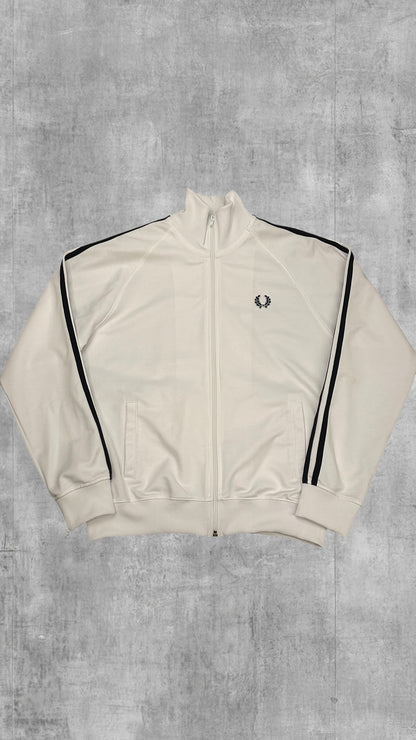 Fred Perry Trainingsjacke Taped Zip Jacke Weiß Schwarz L