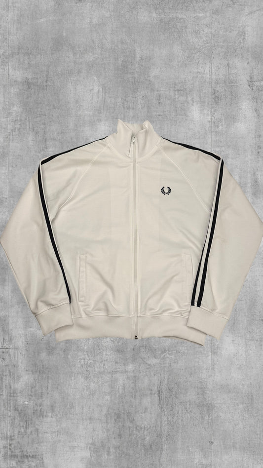 Fred Perry Trainingsjacke Taped Zip Jacke Weiß Schwarz L