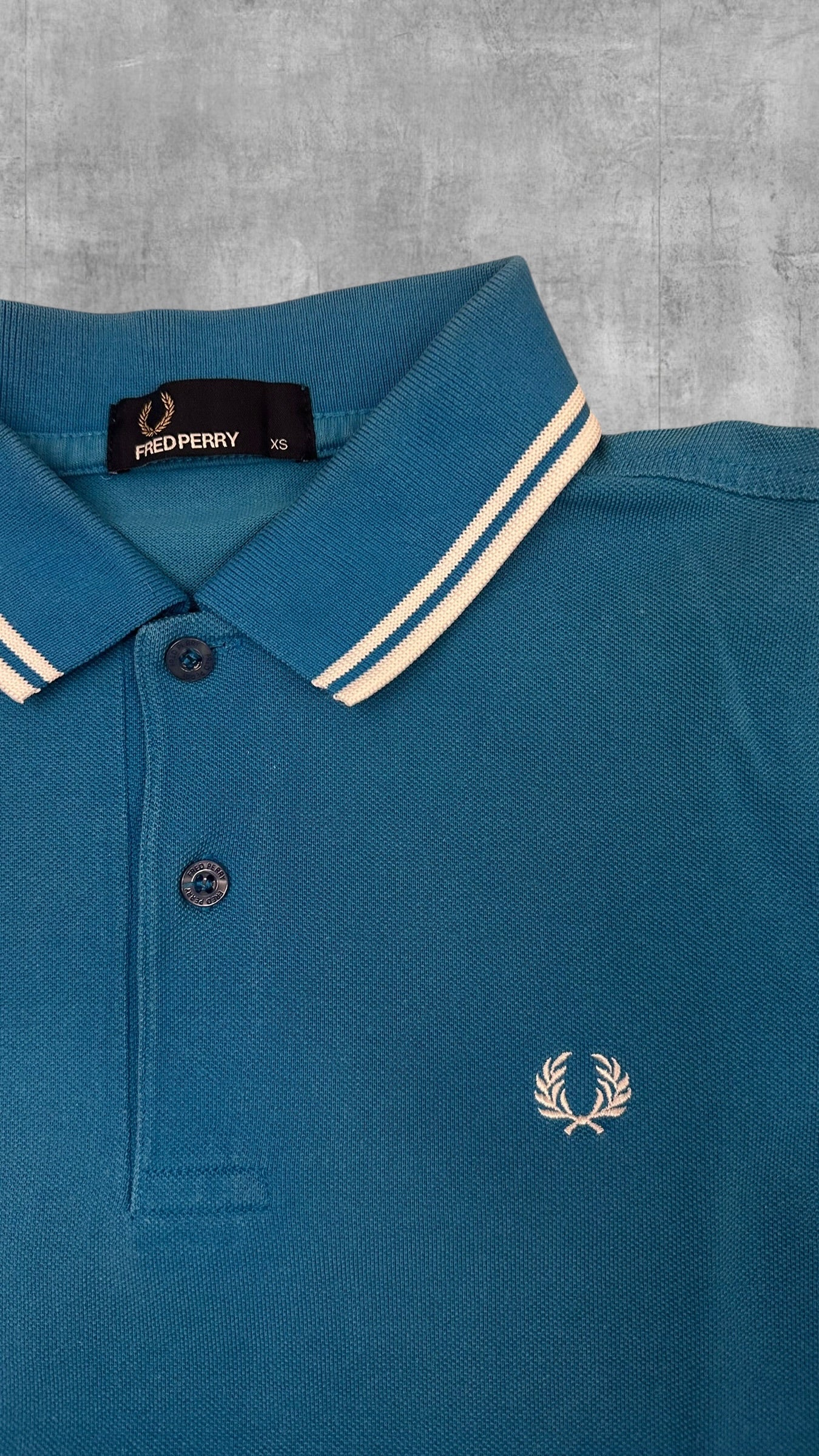 Fred Perry Polo Shirt Türkis Weiß XS