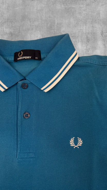 Fred Perry Polo Shirt Türkis Weiß XS