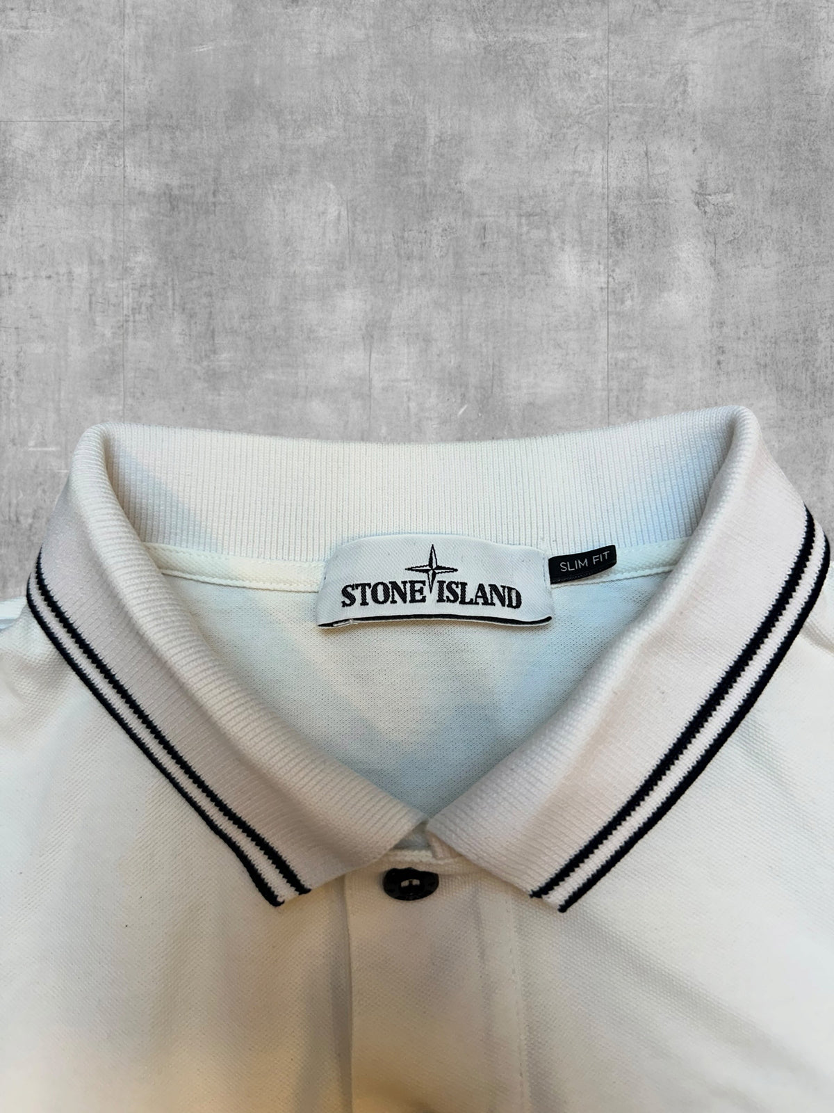 Stone Island Polo Shirt Weiß Schwarz L Slim Fit