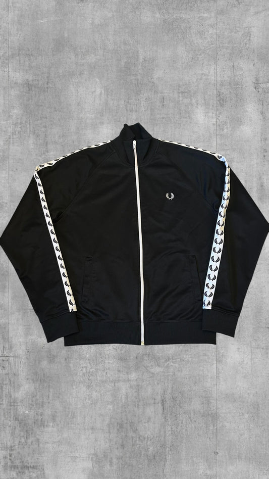 Fred Perry Trainingsjacke Taped Zip Jacke Schwarz Weiß M