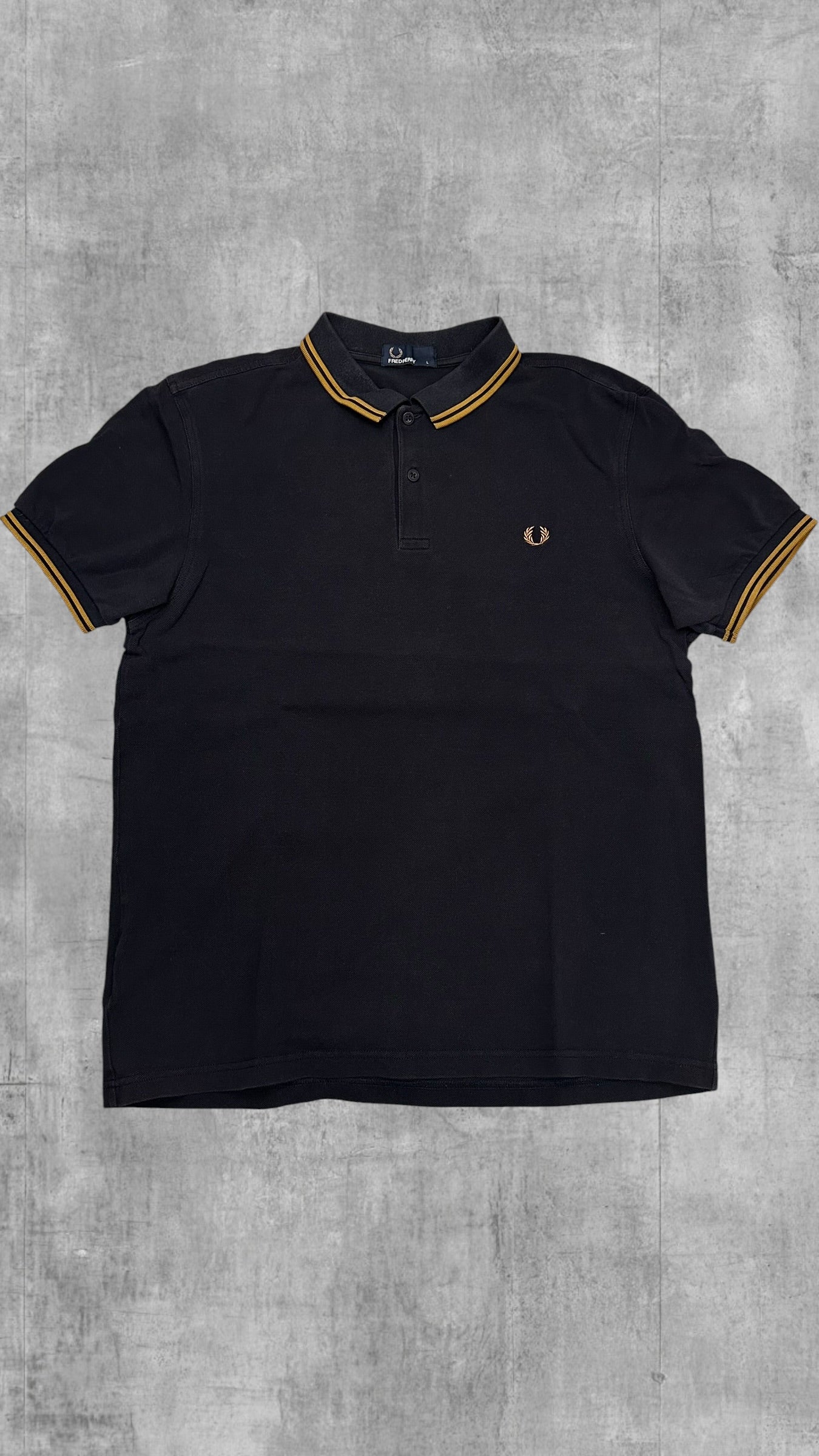 Fred Perry Polo Shirt Schwarz Gold L
