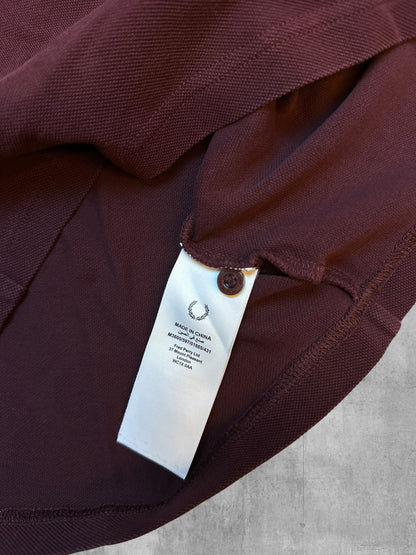 Fred Perry Polo Shirt Weinrot Weiß M