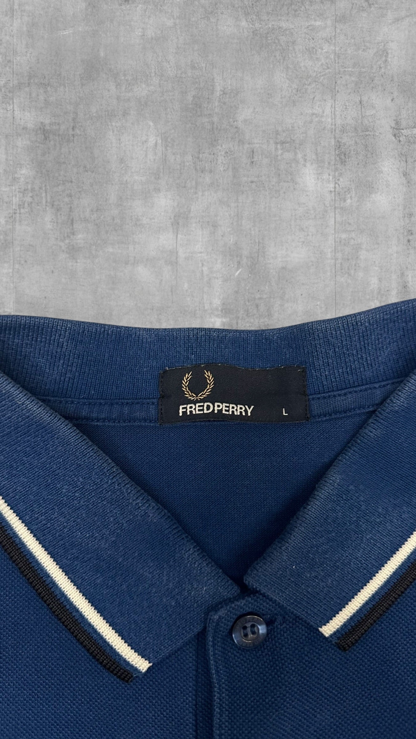 Fred Perry Polo Shirt Blau Schwarz Weiß L