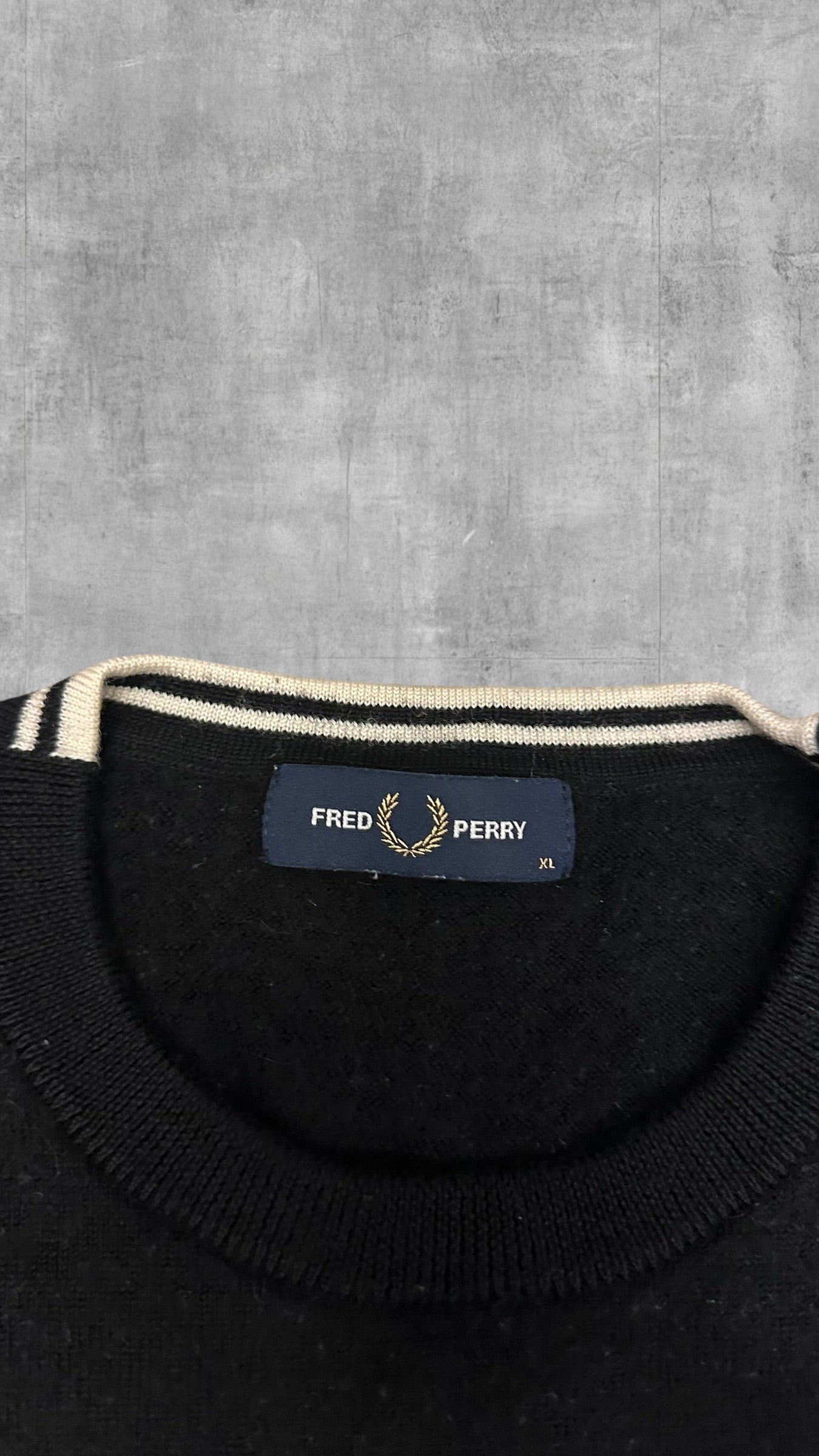 Fred Perry Sweatshirt Schwarz Marino Wolle XL