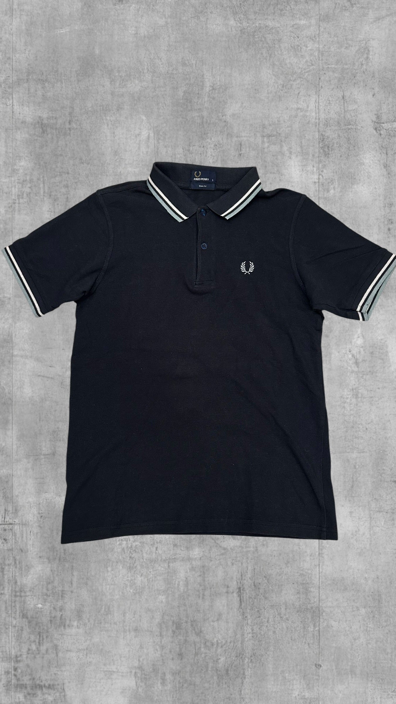 Fred Perry Polo Shirt Schwarzblau Weiß S Slim Fit