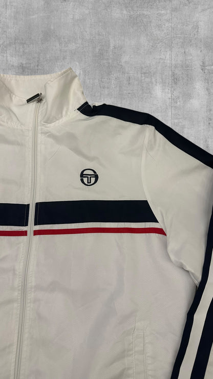 Sergio Tacchini taped Trainingsjacke Windbreaker Backprint Weiß XL