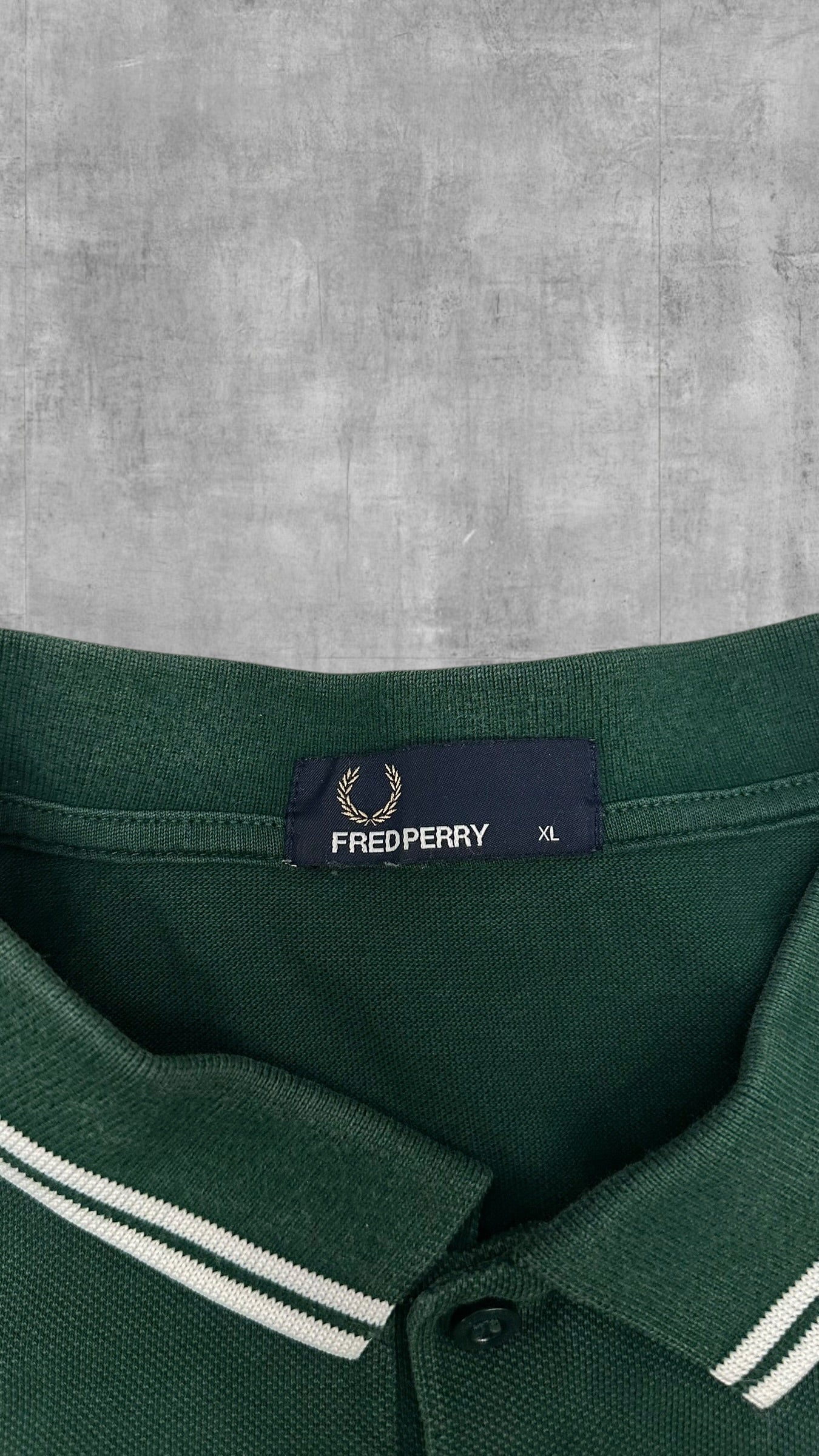 Fred Perry Polo Shirt Dunkelgrün Weiß XL