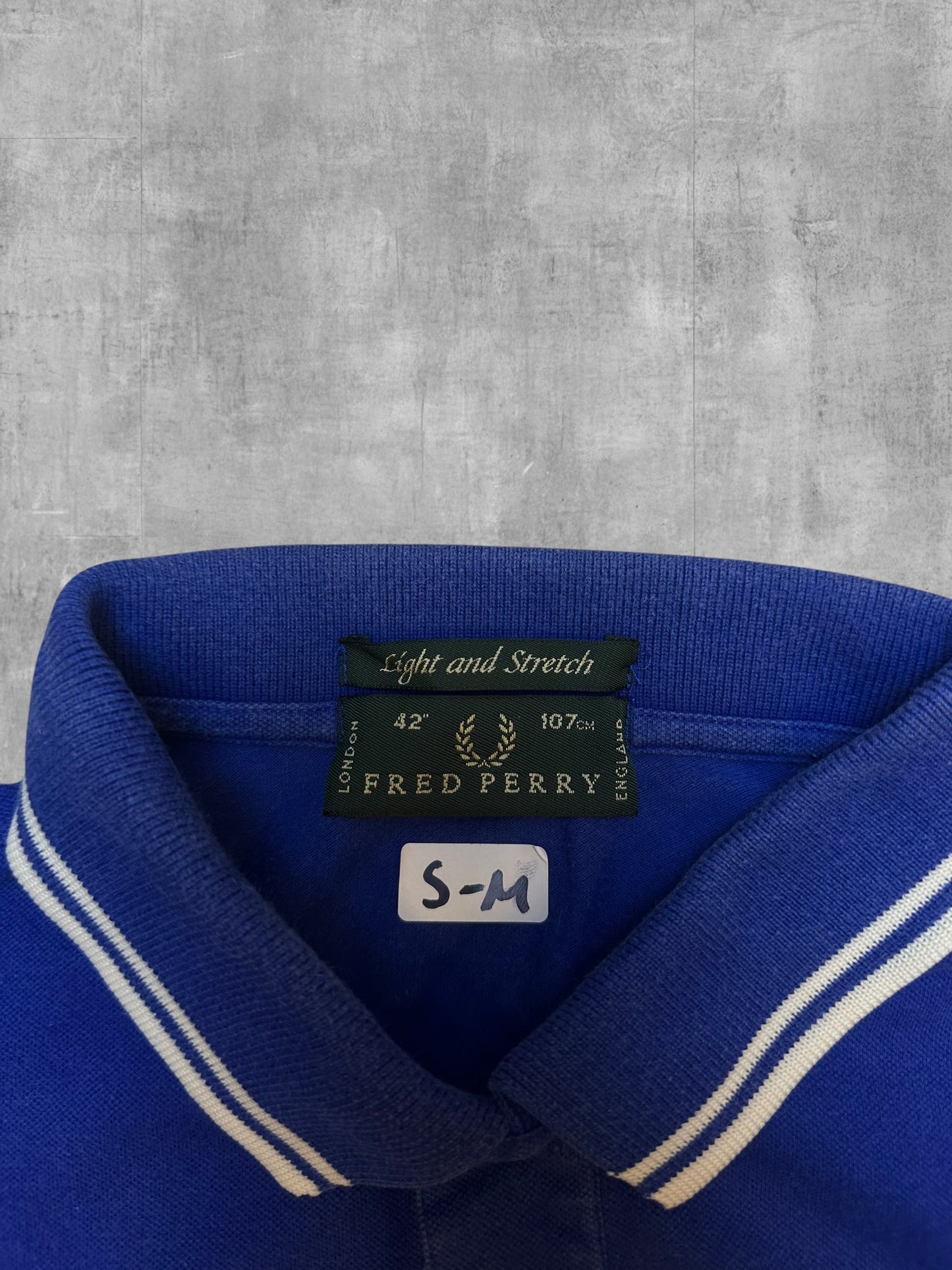 Fred Perry Polo Shirt Blau Weiß S -  M