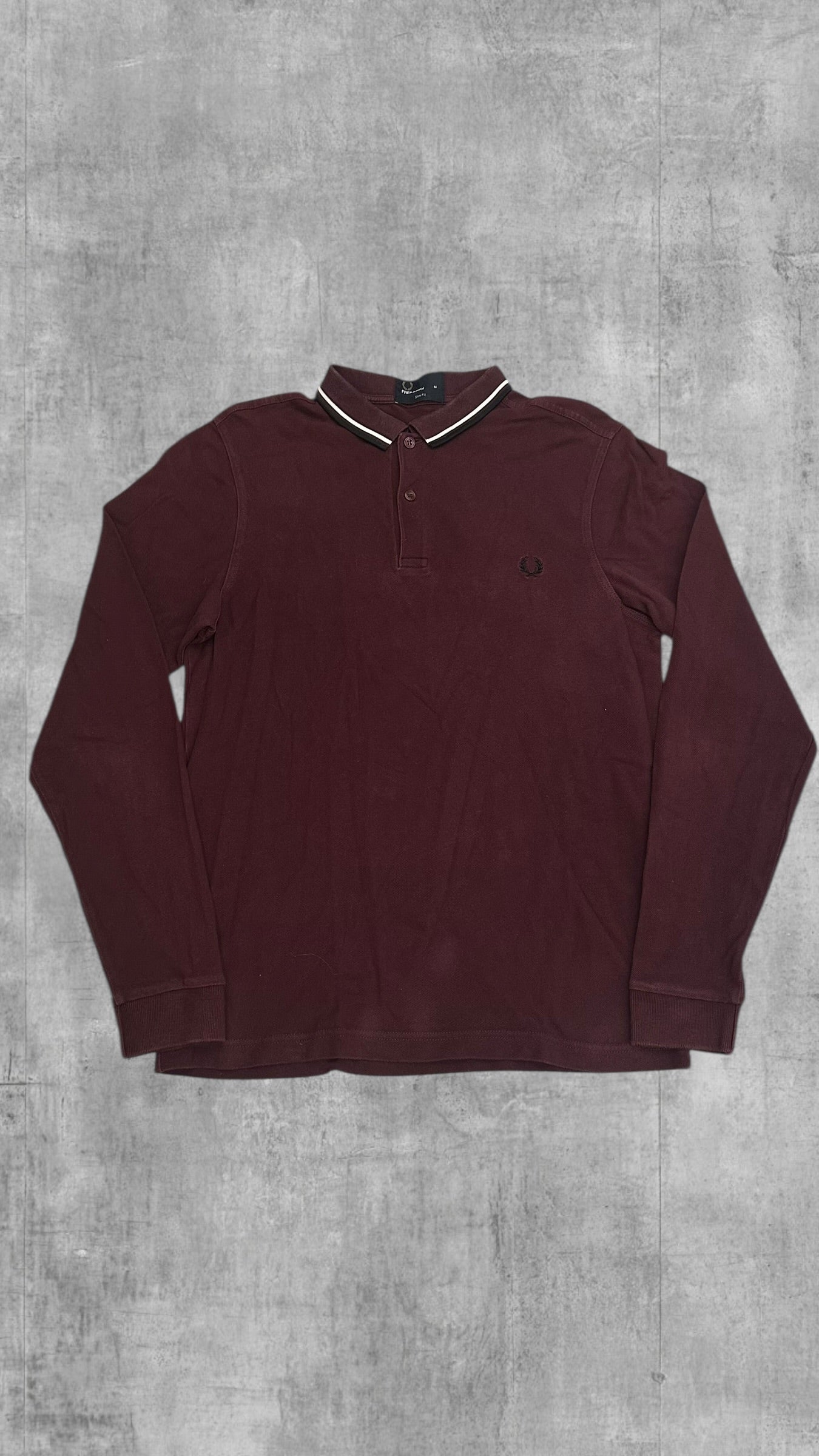 Fred Perry Polo Shirt Langsrm Weinrot M Slim Fit