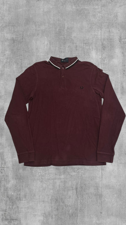 Fred Perry Polo Shirt Langsrm Weinrot M Slim Fit