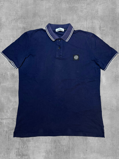 Stone Island Polo Shirt Navy Blau Weiß XXL