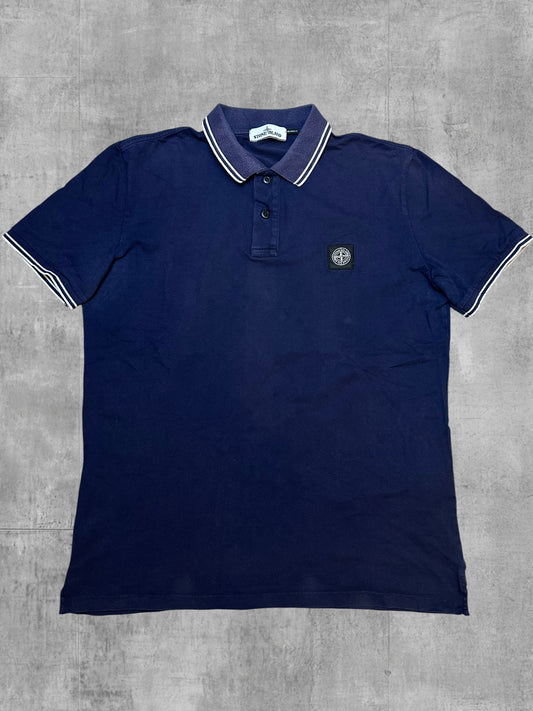 Stone Island Polo Shirt Navy Blau Weiß XXL