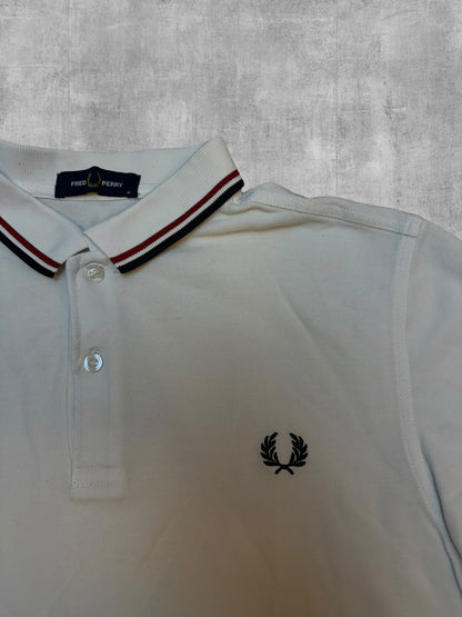 Fred Perry Polo Shirt Weiß Rot Schwarz M