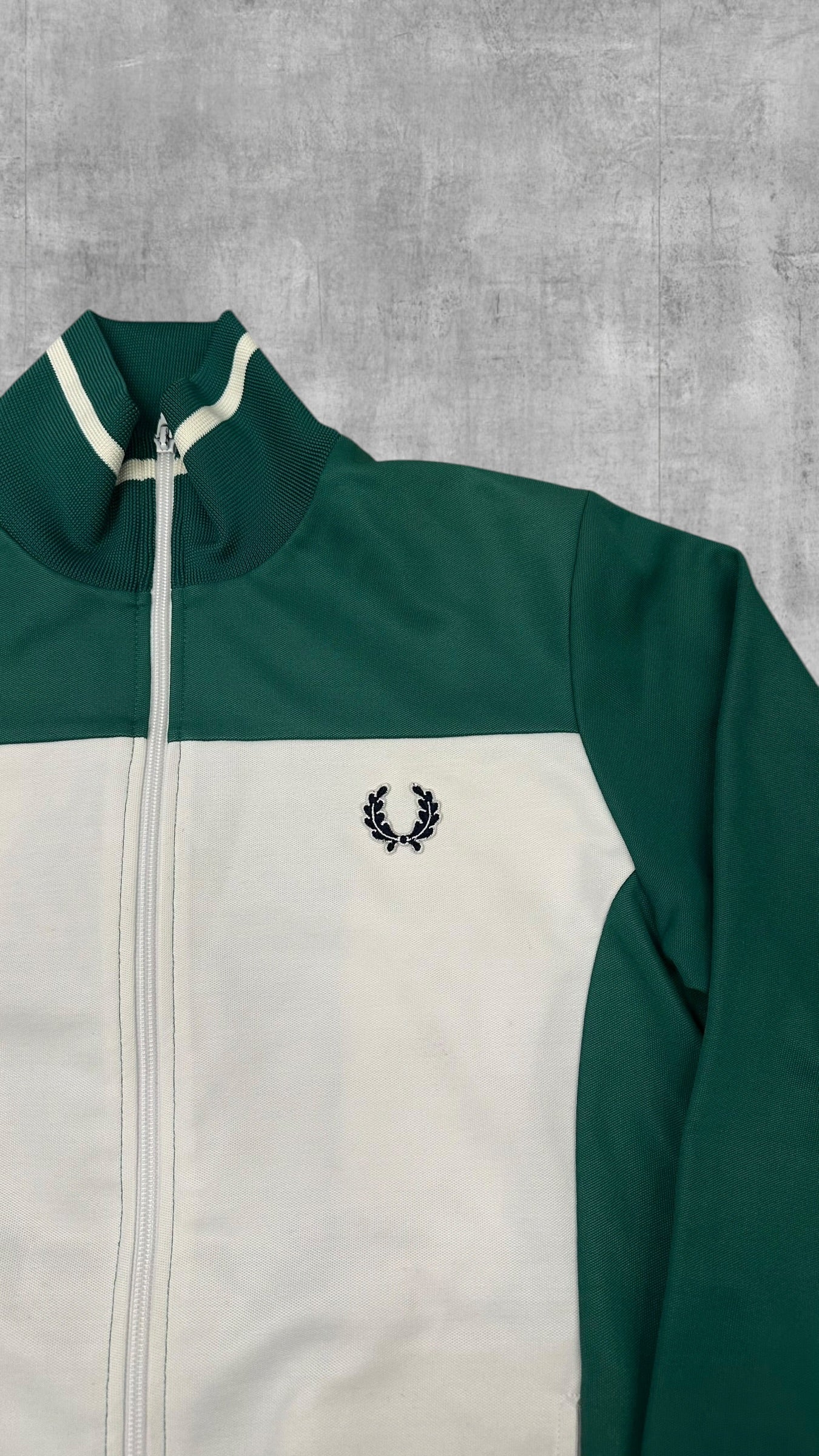 Fred Perry Vintage Trainingsjacke Grün Weiß M