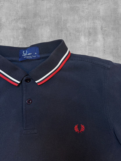 Fred Perry Polo Shirt Schwarz Rot Weiß M Slim Fit