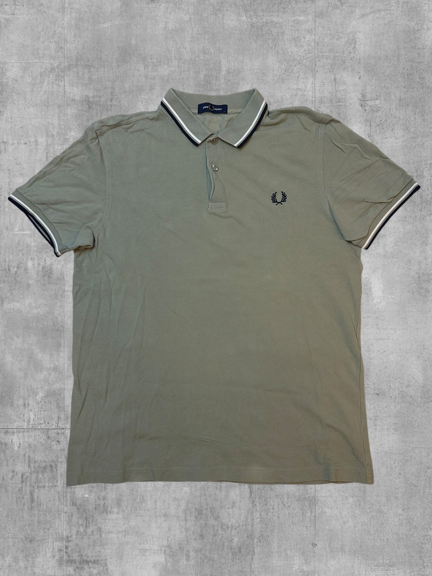 Fred Perry Polo Shirt Graugrün Schwarz L