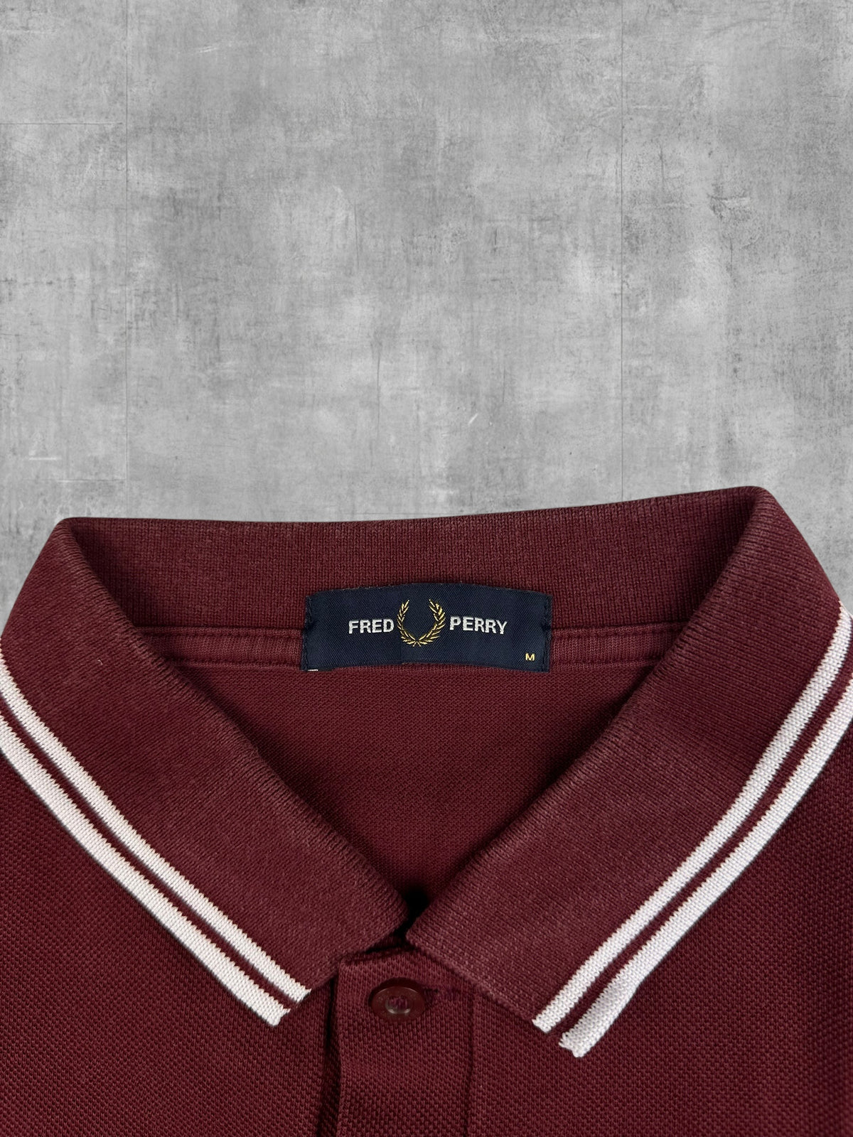 Fred Perry Polo Shirt Weinrot Weiß M