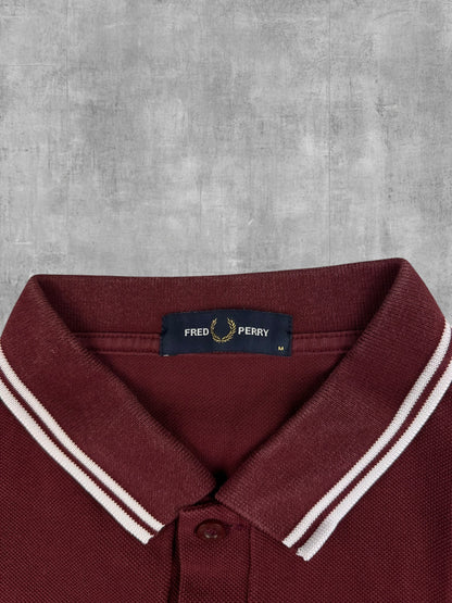 Fred Perry Polo Shirt Weinrot Weiß M
