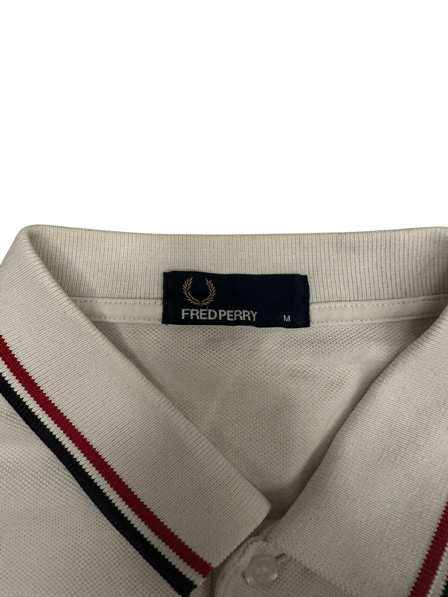 Fred Perry Polo Shirt Weiß Schwarz Rot M