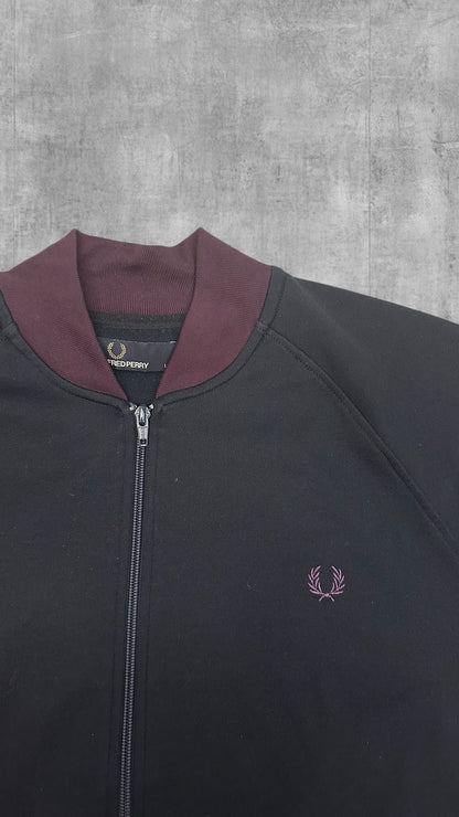 Fred Perry Trainingsjacke Zip Jacke Schwarz Weinrot L