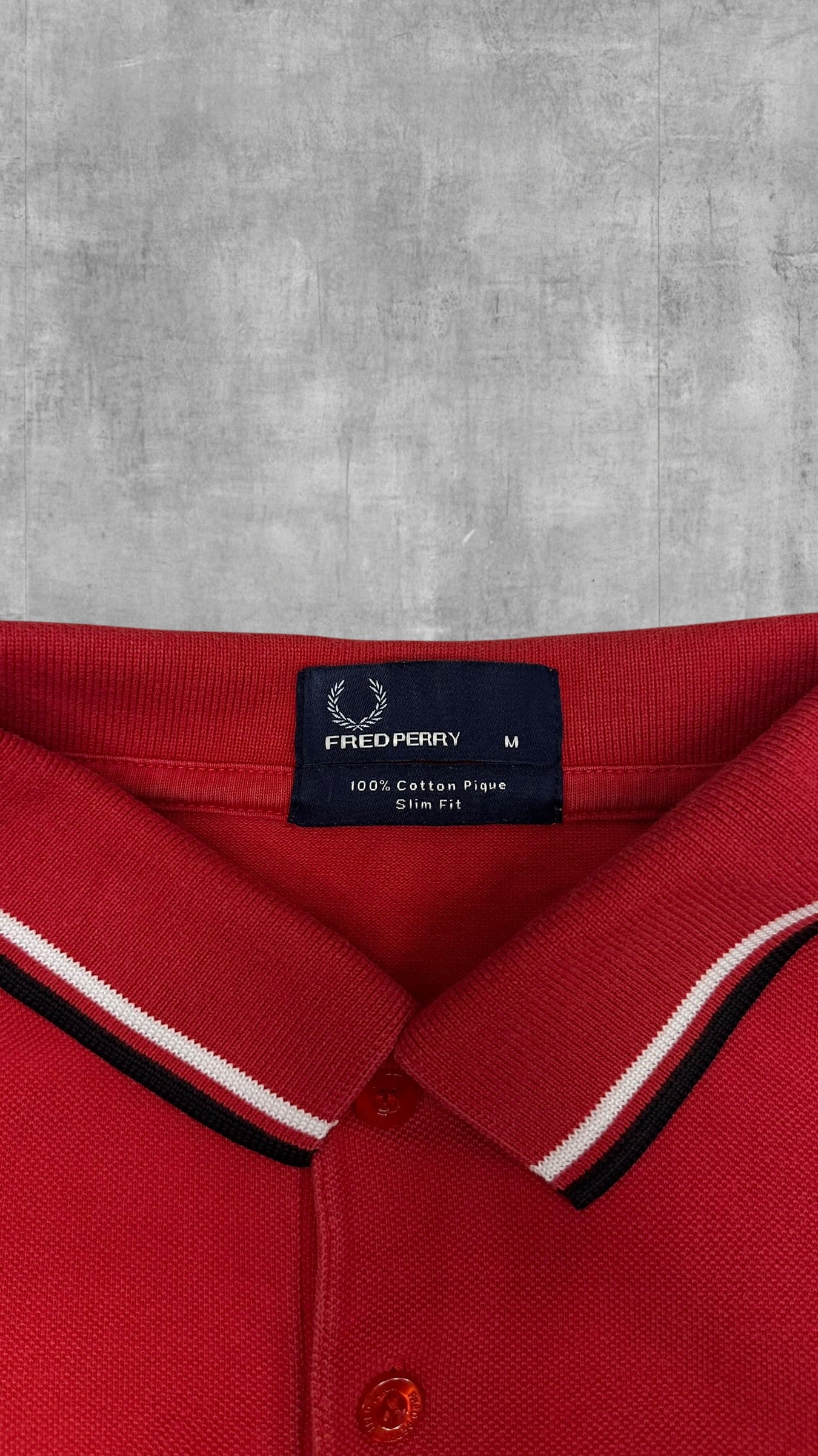 Fred Perry Polo Shirt Rot Schwarz Weiß M Slim Fit