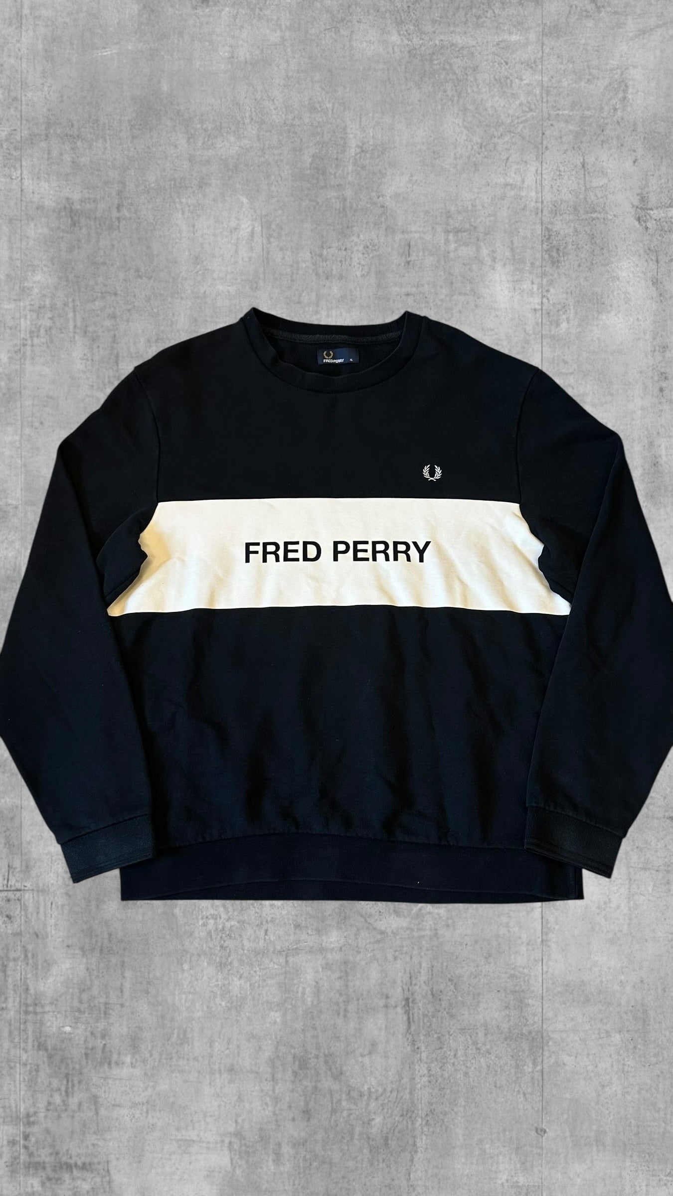 Fred Perry Sweatshirt Schwarz Weiß XL