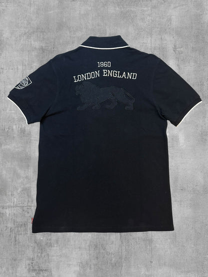 Lonsdale London Polo Shirt Backprint Schwarz Weiß L Slim Fit