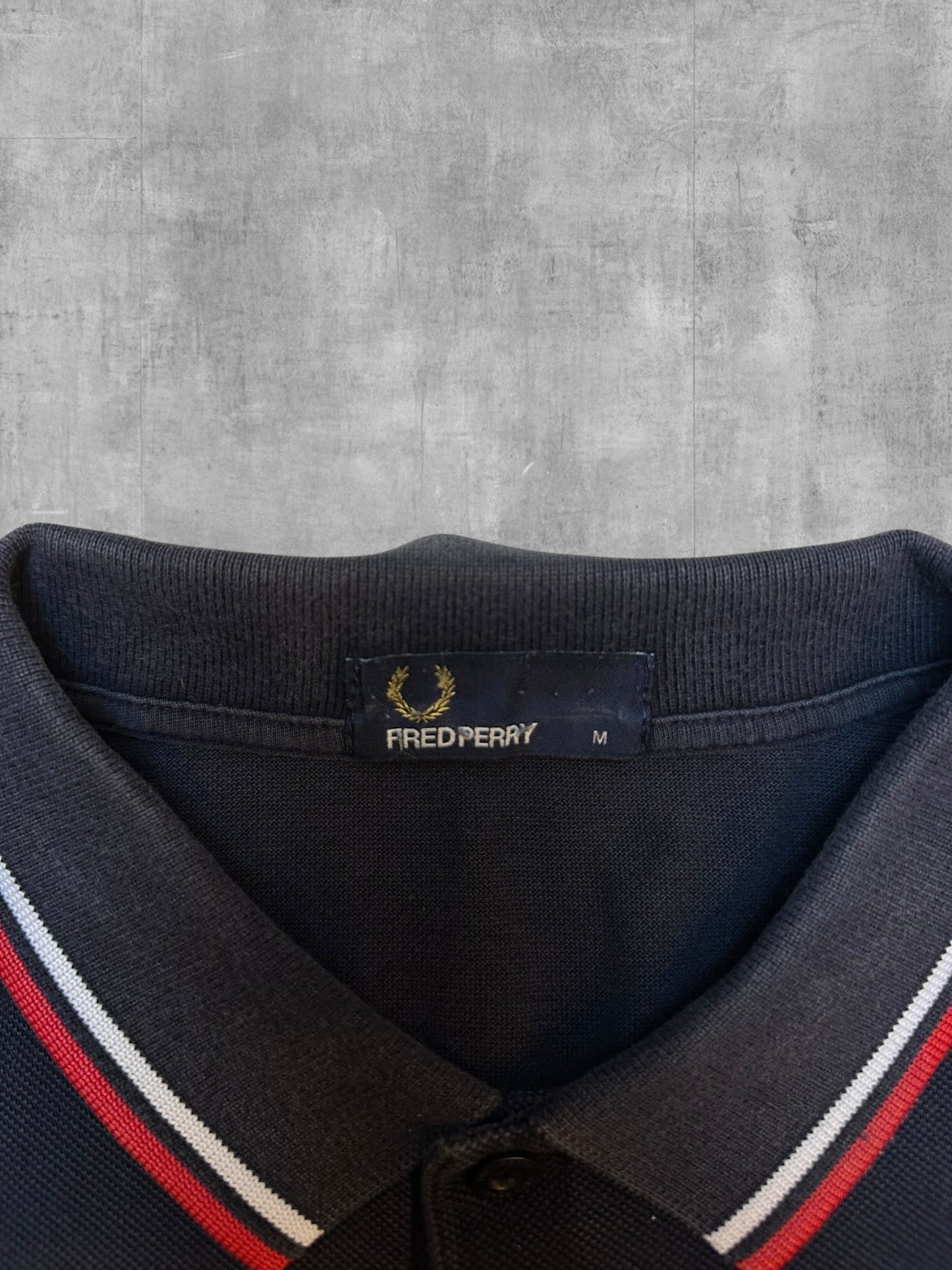 Fred Perry Polo Shirt Schwarz Rot Weiß M
