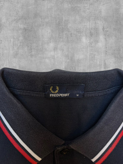 Fred Perry Polo Shirt Schwarz Rot Weiß M