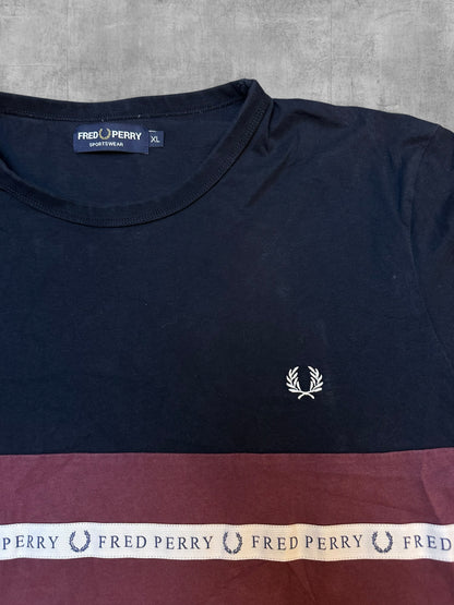 Fred Perry T-shirt Schwarzblau Weinrot Weiß XL