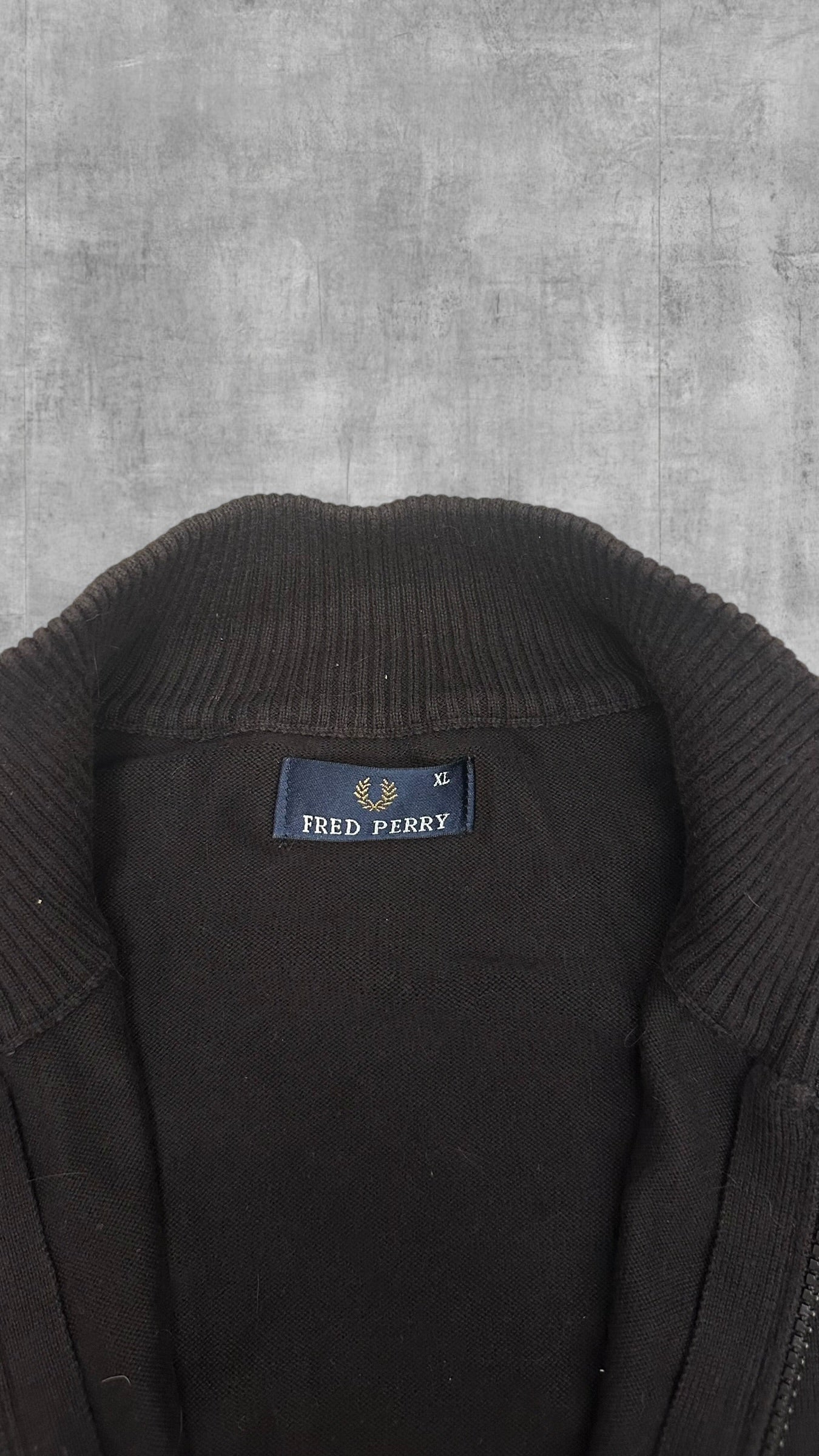 Fred Perry Trainingsjacke Baumwoll Zip Jacke Schwarz XL