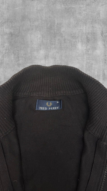 Fred Perry Trainingsjacke Baumwoll Zip Jacke Schwarz XL