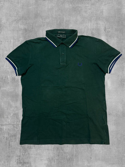Fred Perry Poloshirt Grün Weiß Blau L