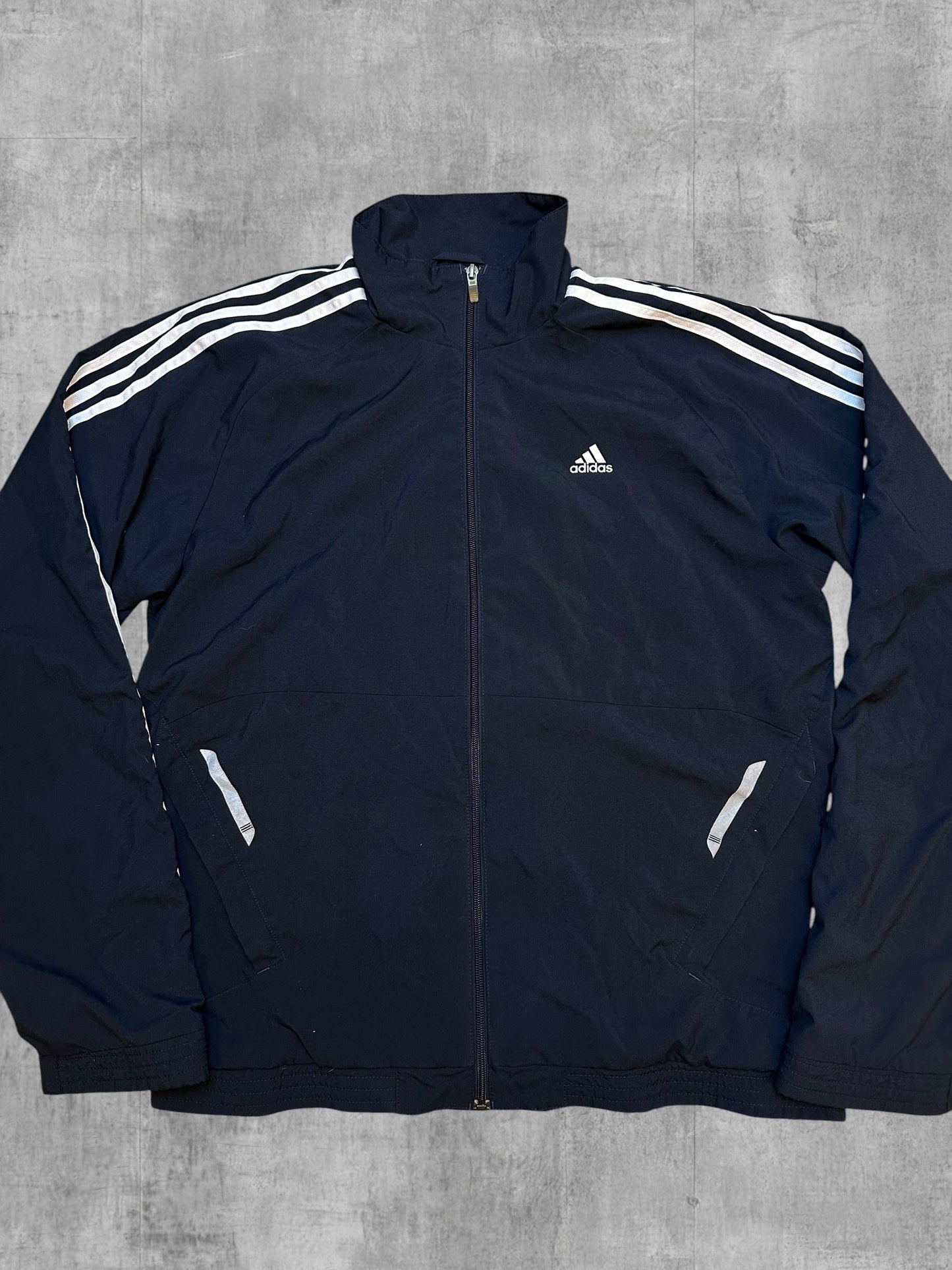 Adidas Vintage Trainingsjacke Navy Blau Weiß L