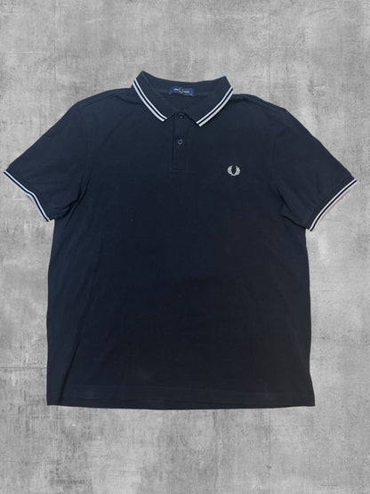 Fred Perry Backprint Polo Shirt Schwarz Weiß XL
