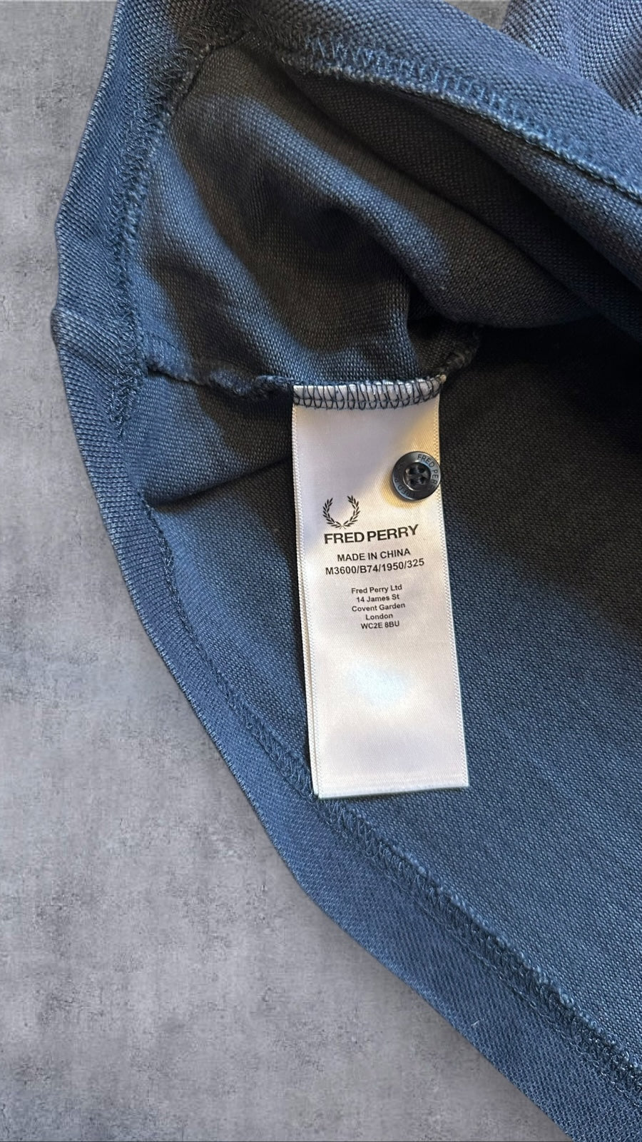 Fred Perry Polo Shirt Grau Navy Blau L Slim Fit