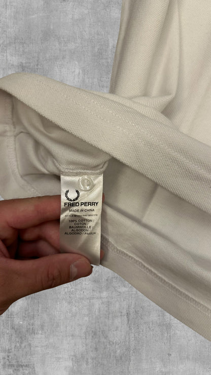 Fred Perry Polo Shirt Weiß Schwarz Hellblau XL