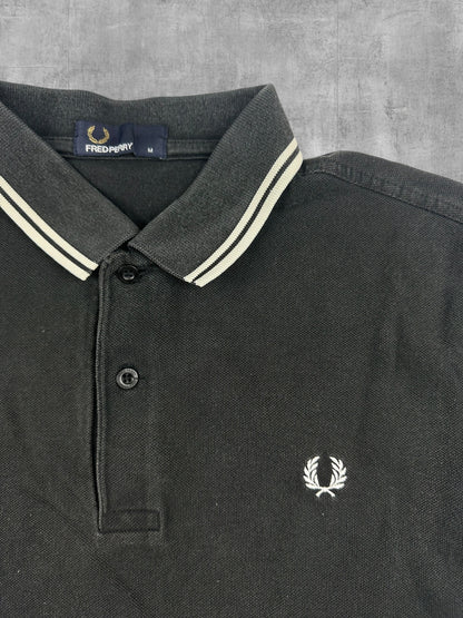 Fred Perry Polo Shirt Dunkelgrau Weiß M