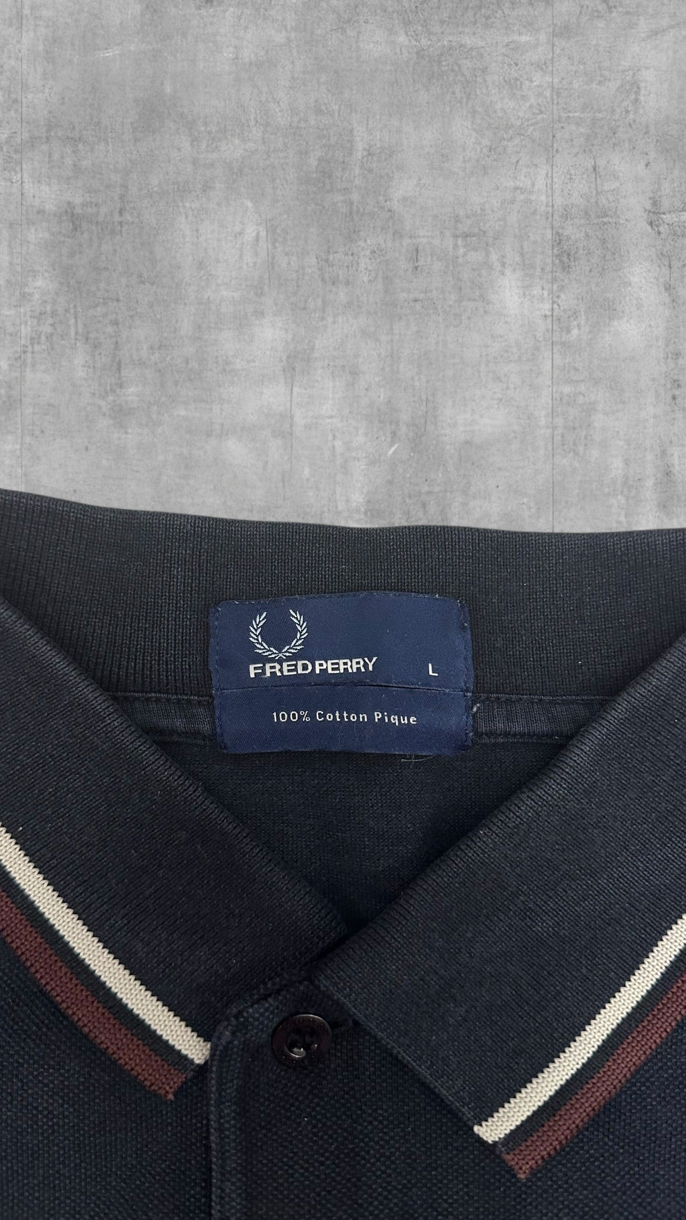 Fred Perry Polo Shirt Schwarz Weinrot L