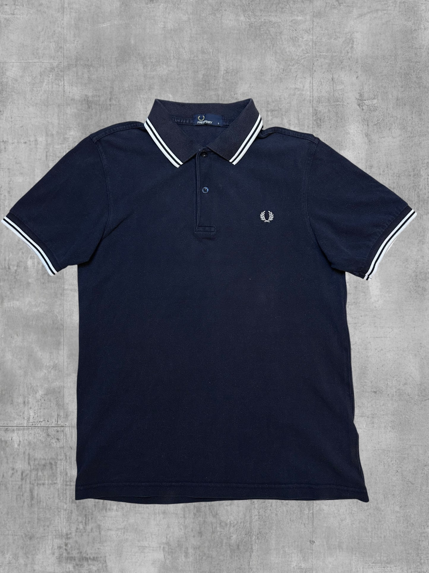 Fred Perry Polo Shirt Schwarzblau Weiß S