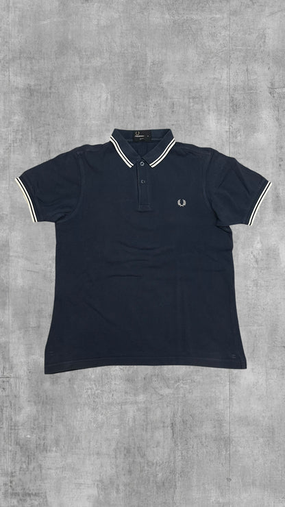 Fred Perry Polo Shirt Navy Blau Weiß M Slim Fit