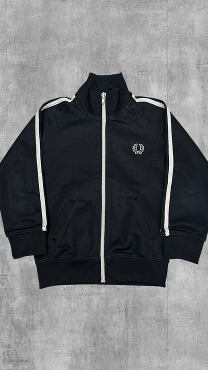 Fred Perry Vintage Trainingsjacke Schwarz Weiß 110cm (Kindergröße)