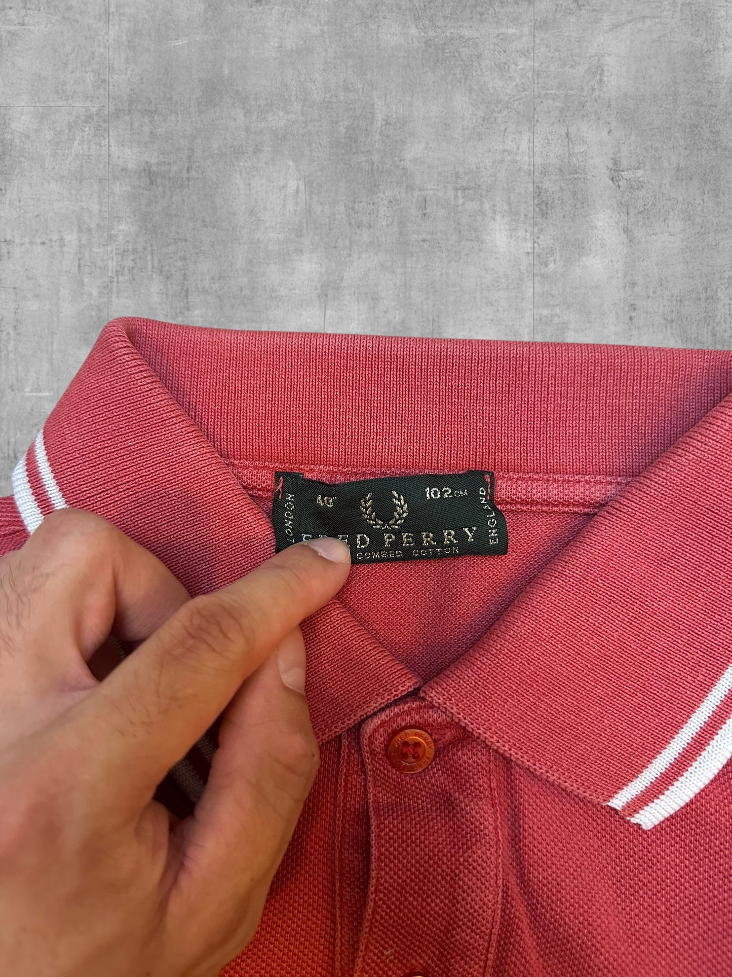 Fred Perry Polo Shirt Rot Weiß Navy Blau M
