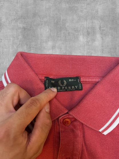 Fred Perry Polo Shirt Rot Weiß Navy Blau M