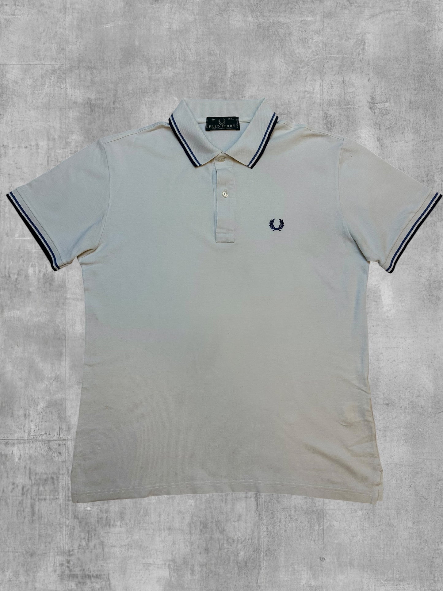 Fred Perry Polo Shirt Weiß Schwarz Navy Blau M